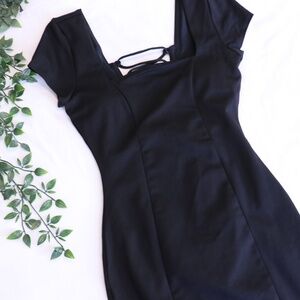TA3 Black Squarey Pencil Dress - Short Medium